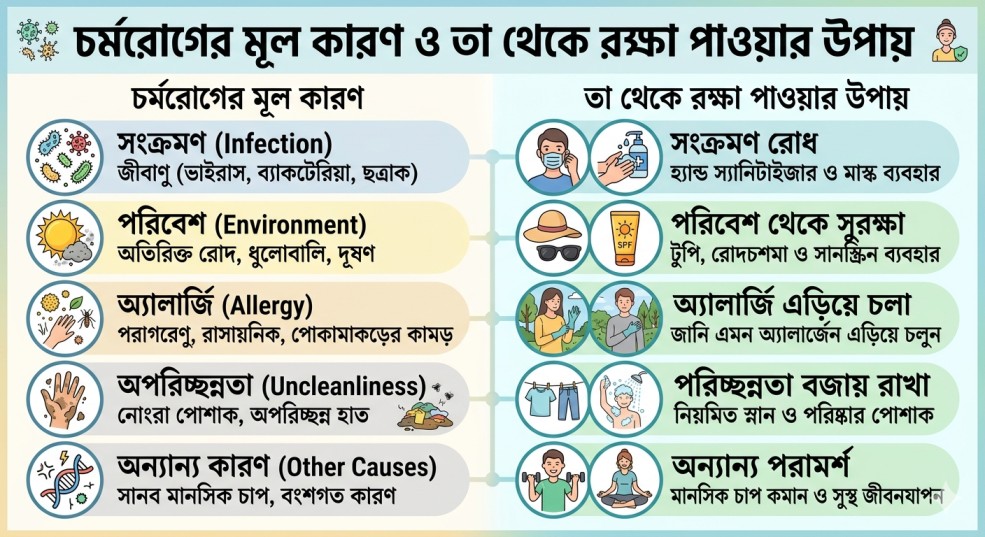 চর্মরোগের মূল কারণ ও তা থেকে রক্ষা পাওয়ার উপায়