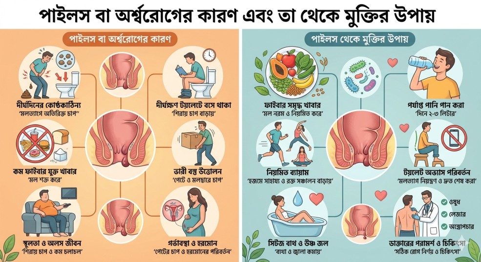 পাইলস বা অর্শ্বরোগের কারণ এবং তা থেকে মুক্তির উপায়
