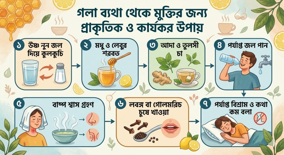 গলা ব্যথা থেকে মুক্তির জন্য প্রাকৃতিক ও কার্যকর উপায়
