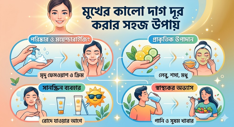 মুখের কালো দাগ দূর করার সহজ উপায়