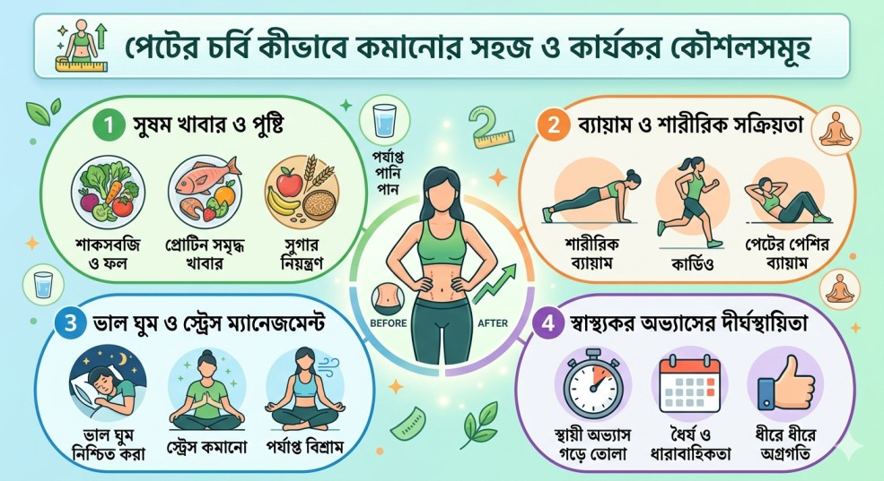 পেটের চর্বি কীভাবে কমানোর সহজ ও কার্যকর কৌশলসমূহ