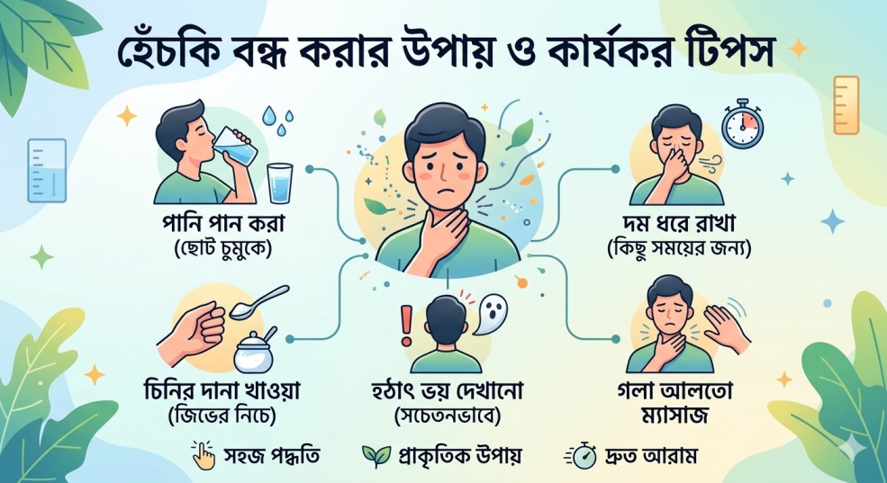 হেঁচকি বন্ধ করার উপায় ও কার্যকর টিপস