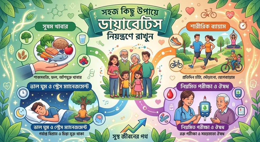 সহজ কিছু উপায়ে ডায়াবেটিস নিয়ন্ত্রণে রাখুন