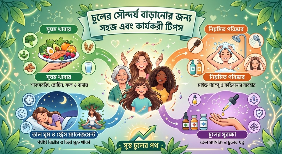 চুলের সৌন্দর্য বাড়ানোর জন্য সহজ এবং কার্যকরী টিপস