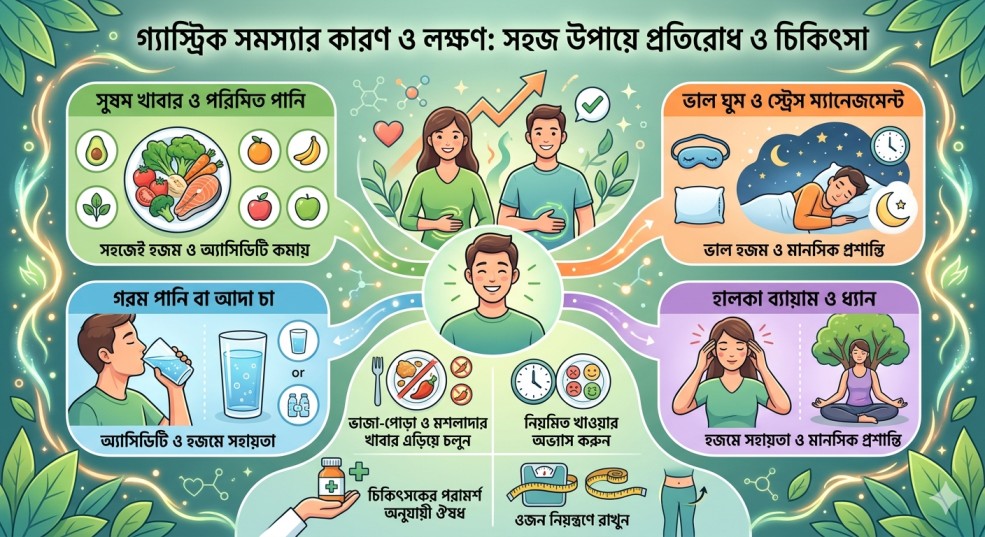 গ্যাস্ট্রিক সমস্যার কারণ ও লক্ষণ: সহজ উপায়ে প্রতিরোধ ও চিকিৎসা