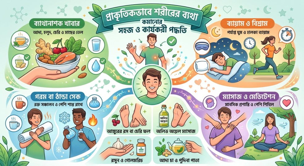 প্রাকৃতিকভাবে শরীরের ব্যথা কমানোর সহজ ও কার্যকরী পদ্ধতি