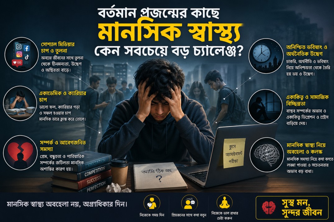 বর্তমান প্রজন্মের কাছে মানসিক স্বাস্থ্য কেন সবচেয়ে বড় চ্যালেঞ্জ?